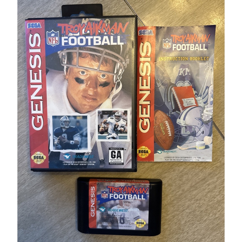 Troy Aikman NFL Football Sega Genesis 1994 CIB EUC